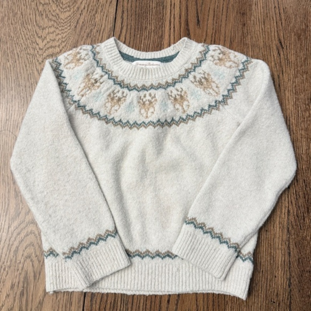 Tommy Bahama Kids Fair Isle Reindeer Christmas Nordic Sweater Size 4T BC - Picture 1 of 8